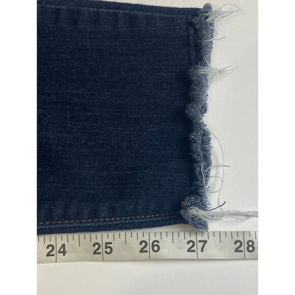 Judy Blue Women's Dark Wash‎ Denim Tapered Leg Raw Hem Jeans Size 13/31 - Picture 9 of 9